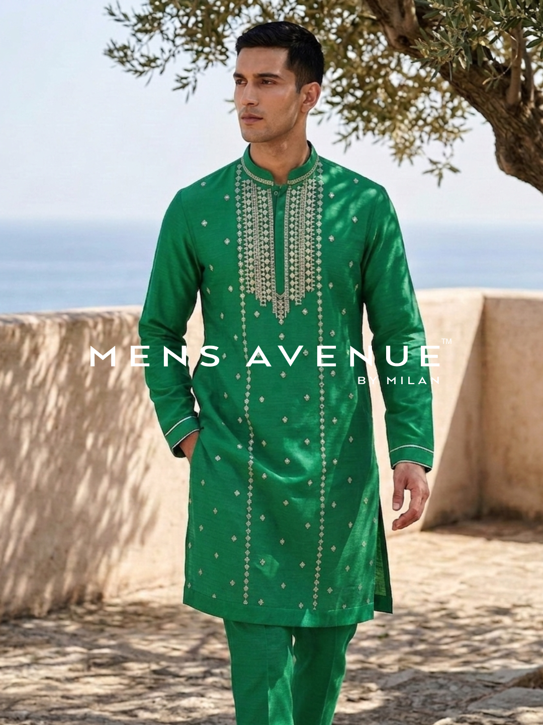 Emerald Green Zari Embroidered Kurta Set