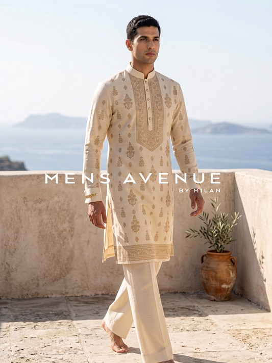 Snow White Embroidered Kurta Set