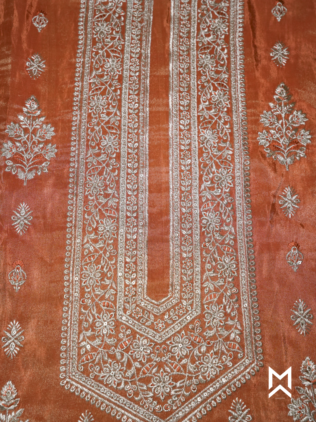 Rust Orange Embroidered Kurta Set