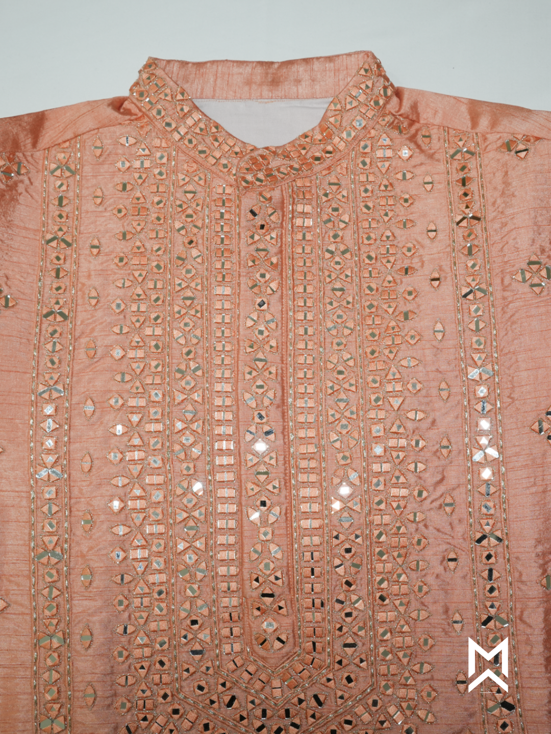 Burnt Orange Mirror Work Kurta Set