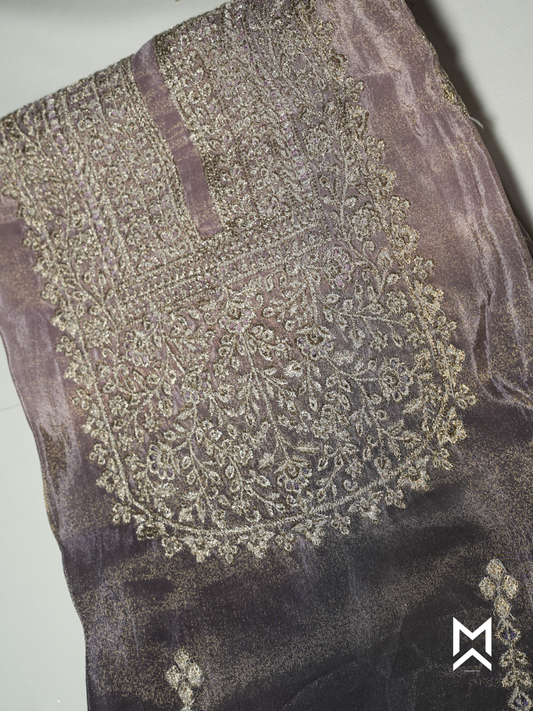 Ombre Lilac to Purple Embroidered Kurta Set