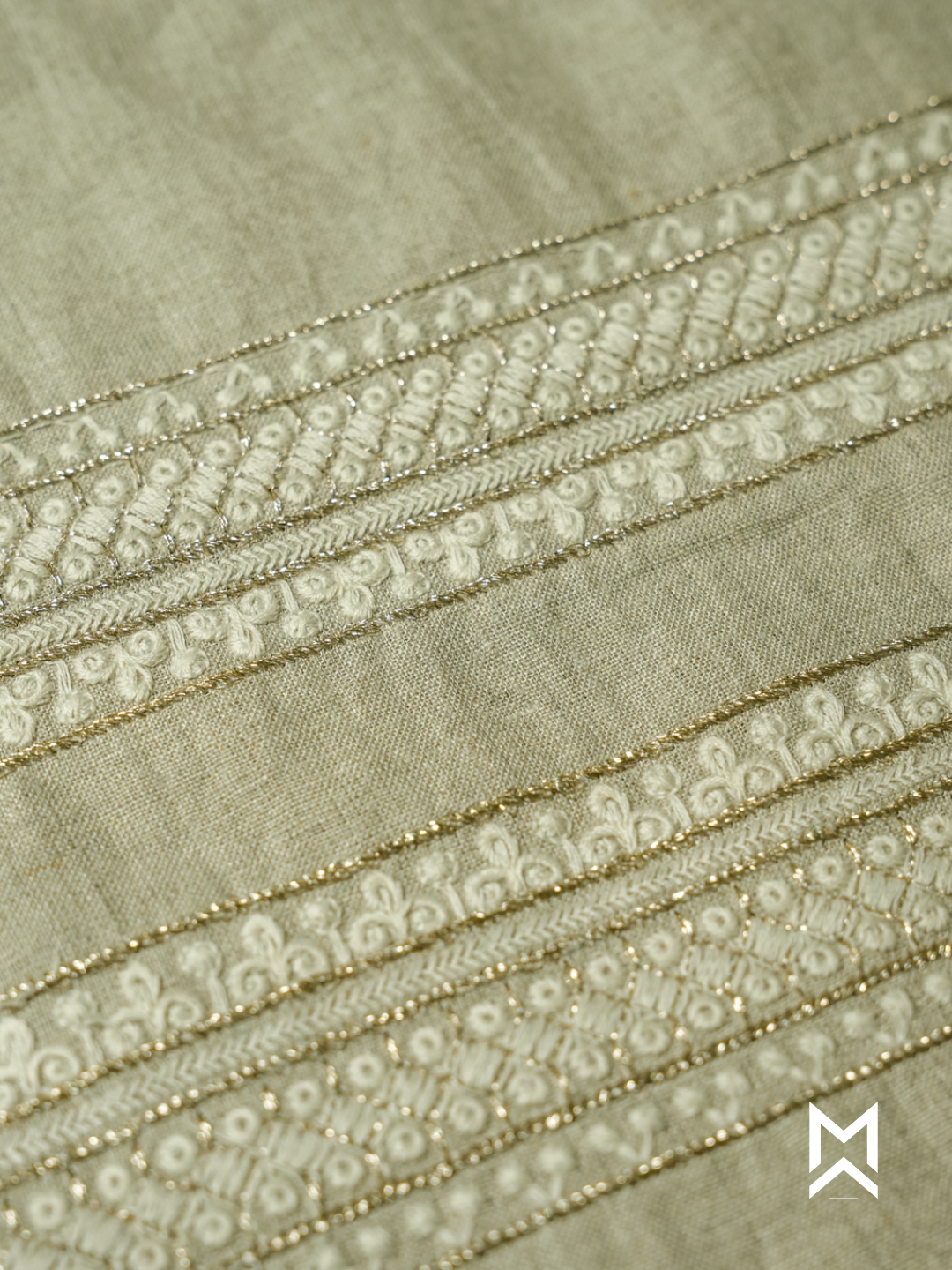 Natural Embroidered Linen Kurta Set