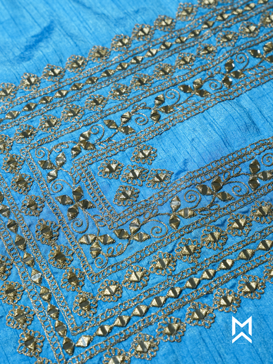 Electric Blue Zari Embroidered Kurta Set