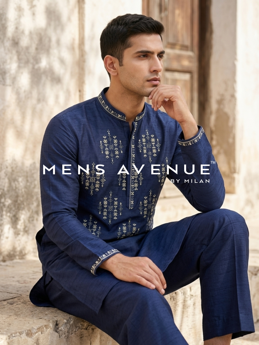 Royal Blue Embroidered Kurta Set