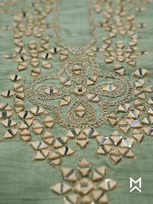 Sage Green Mirror Work Kurta Set