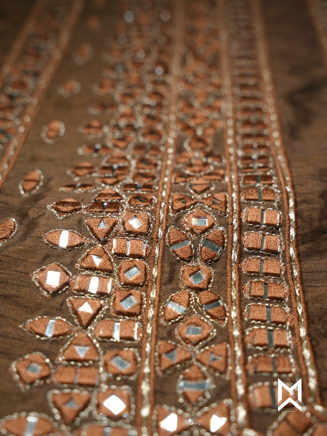 Chocolate Brown Mirror Work Kurta Set