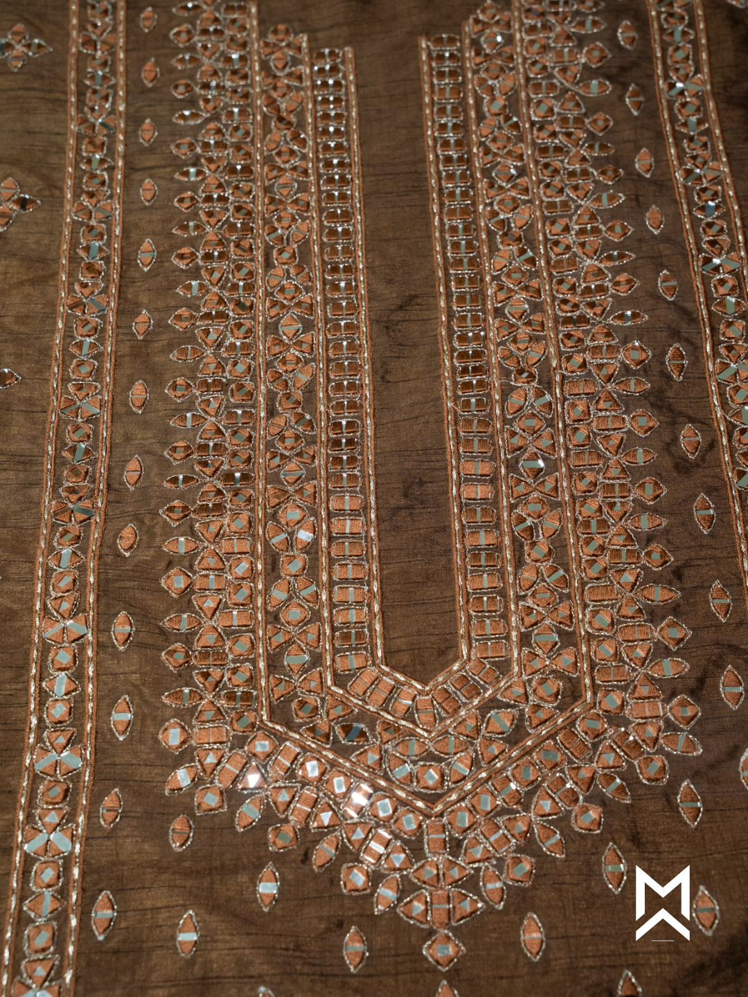 Chocolate Brown Mirror Work Kurta Set
