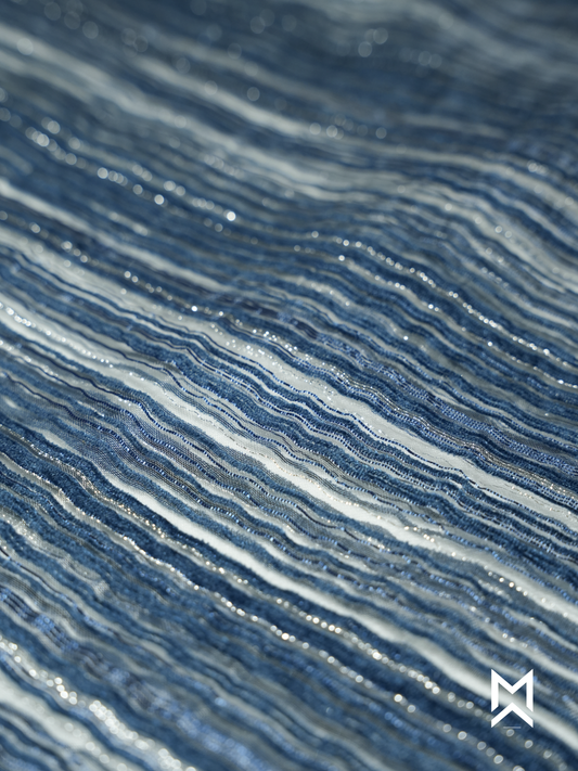 Blue Textured Stripe Kurta