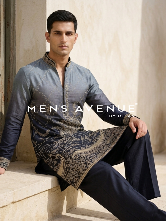 Midnight Embroidered Kurta