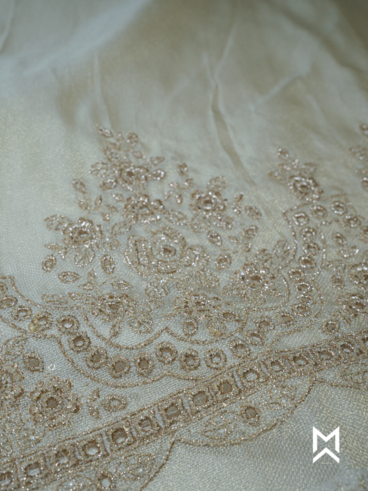 Champagne Gold Embroidered Floral Kurta