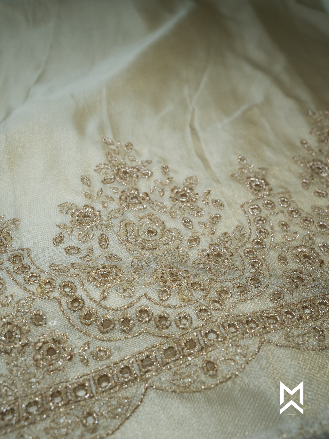 Champagne Gold Embroidered Floral Kurta