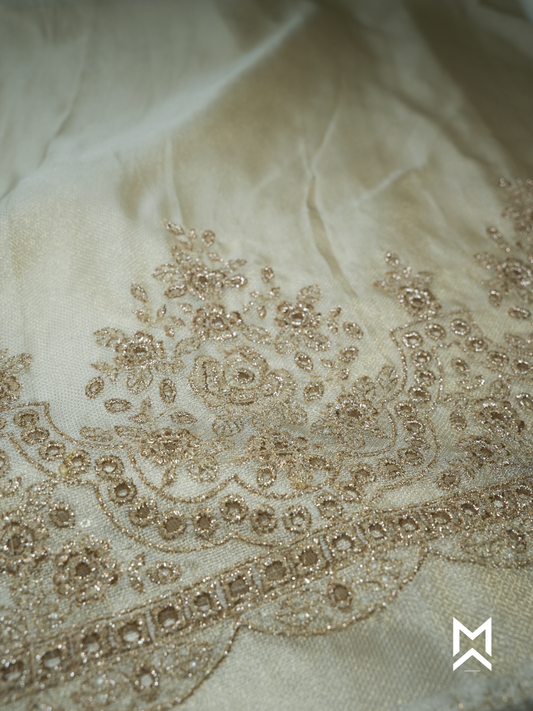 Champagne Gold Embroidered Floral Kurta