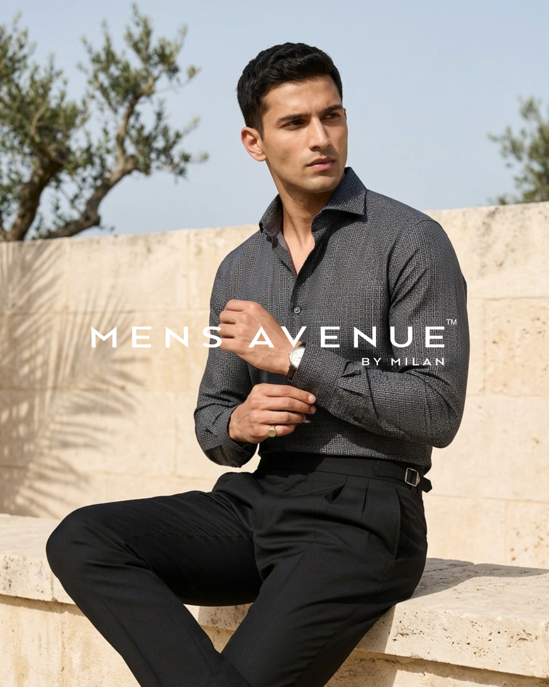 Grey Jacquard Cotton Shirt