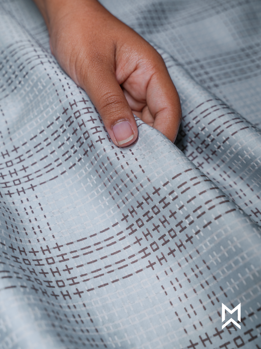 Blue Brown Jacquard Cotton Shirt