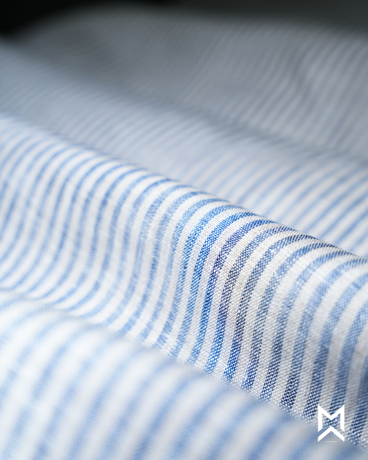 Blue Beige Stripe Linen Shirt