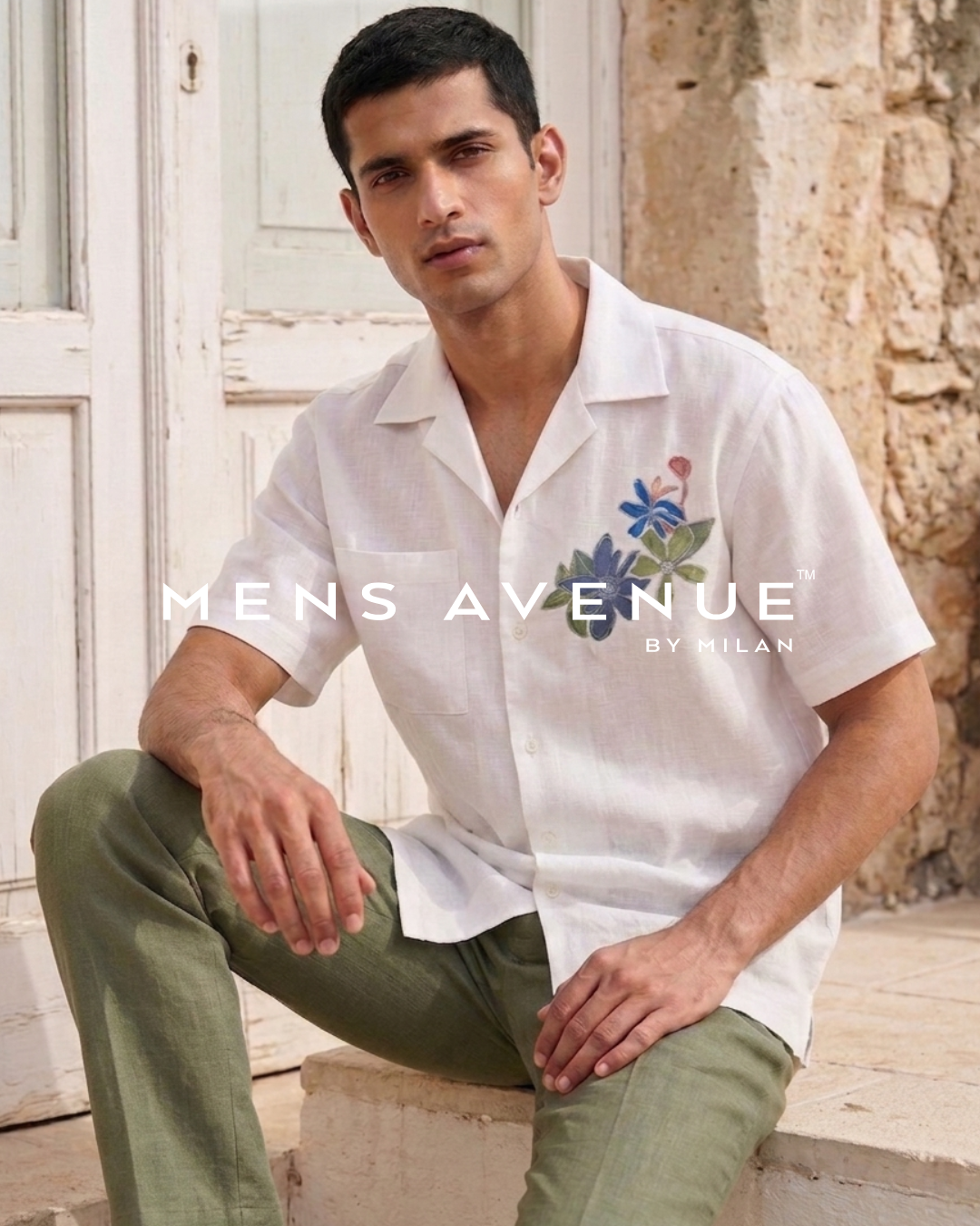White Floral Linen Shirt