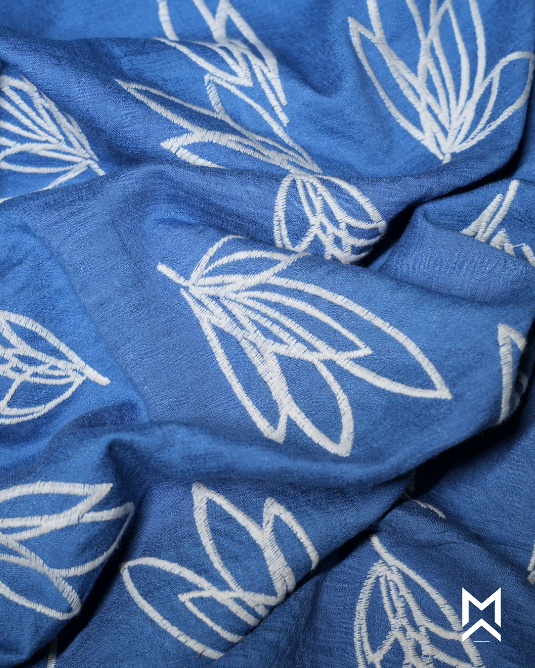 Blue Embroidered Floral Shirt