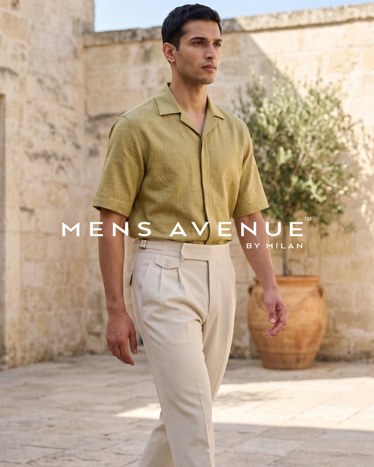 Mustard Embroidered Imported Shirt