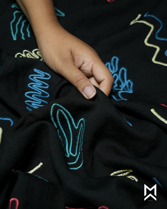 Black Multi Embroidered Imported Shirt