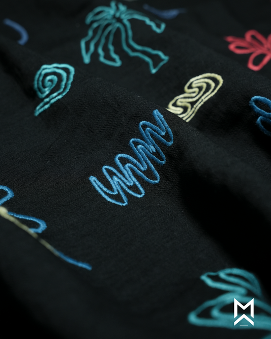 Black Multi Embroidered Imported Shirt