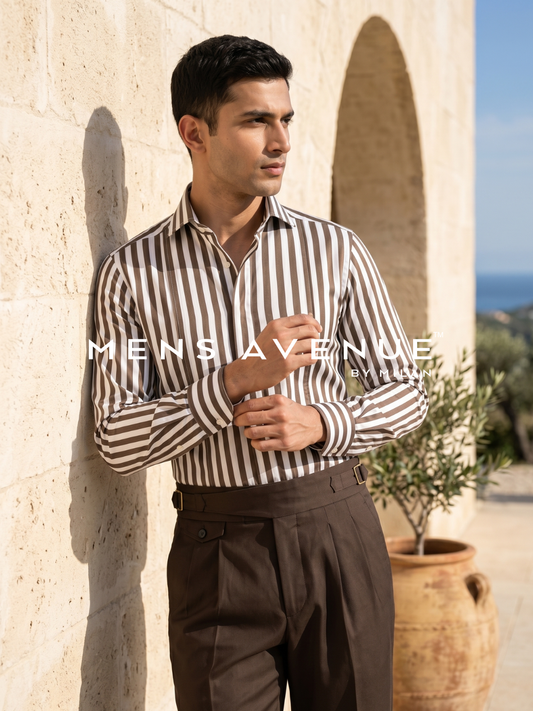 Brown Stripe Cotton Shirt