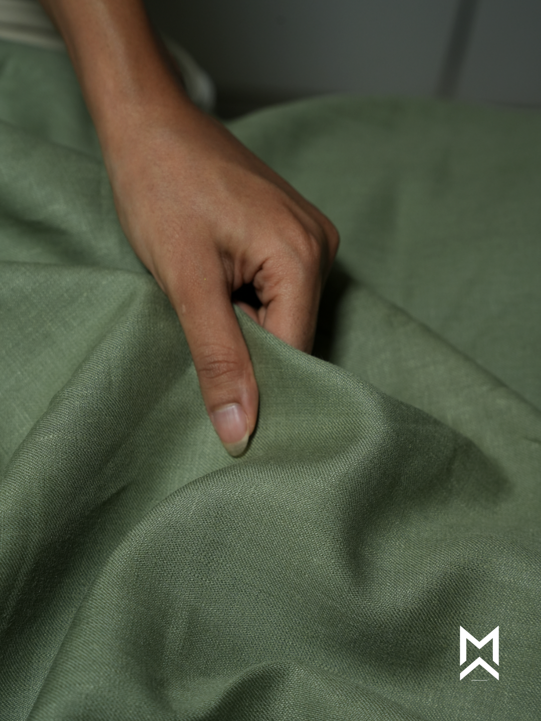 Sage Green Solid Linen Trouser
