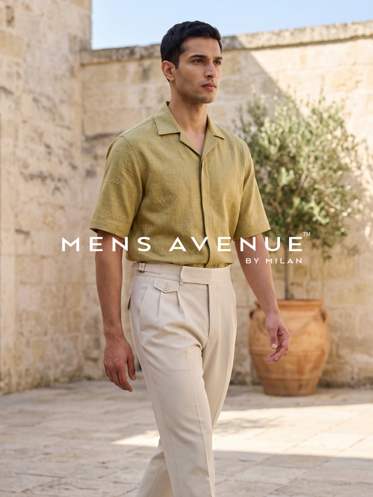 Cream Solid Imported Trouser