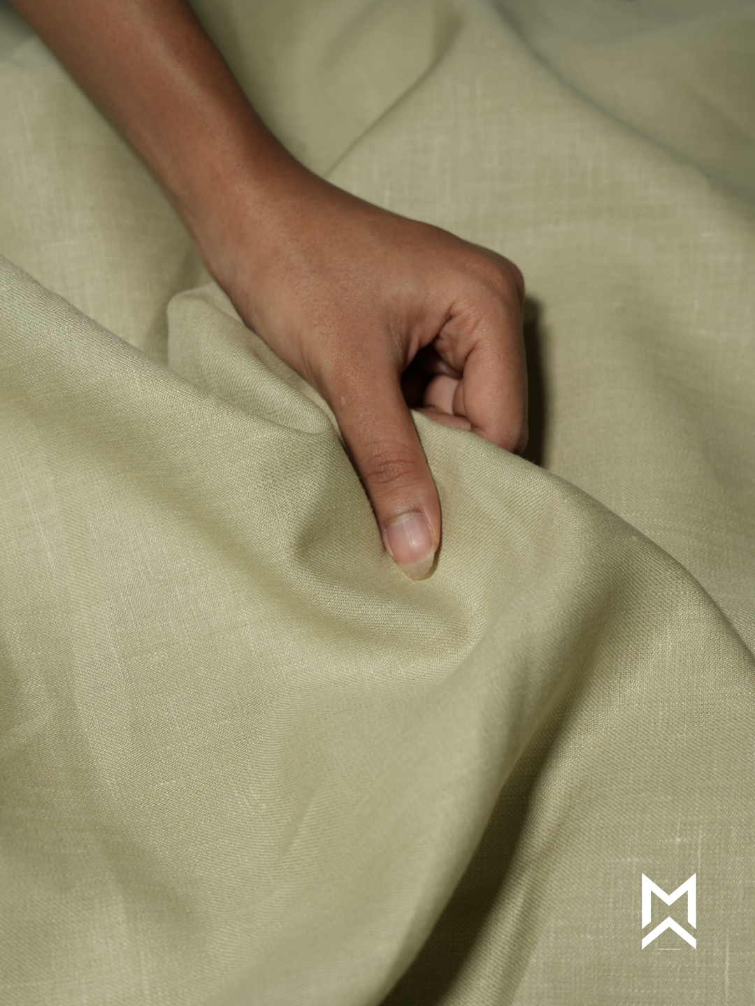 Khaki Solid Linen Trouser