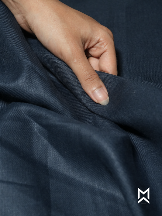 Navy Solid Linen Trouser