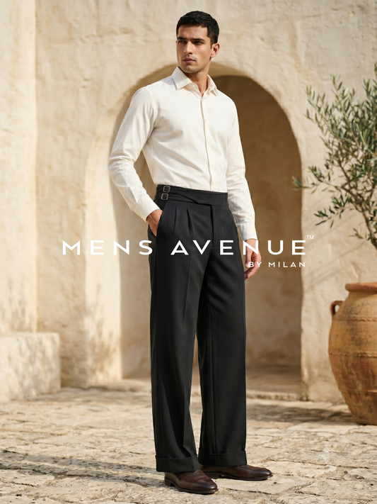 Black Solid Korean Trouser