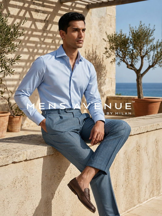 Steel Blue Chalk Pinstripe Trouser